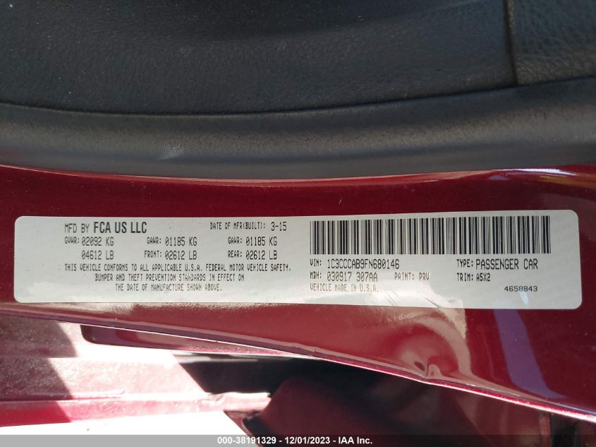 2015 CHRYSLER 200 LIMITED - 1C3CCCAB9FN680146