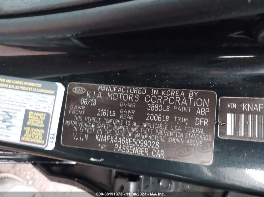 2014 KIA FORTE LX - KNAFX4A6XE5099028
