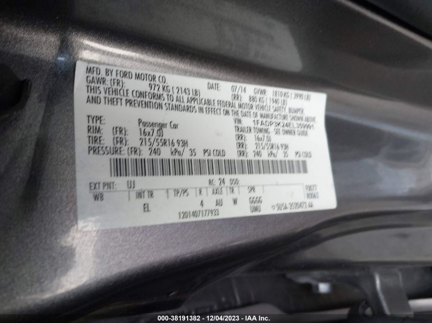 2014 FORD FOCUS SE - 1FADP3K24EL359991