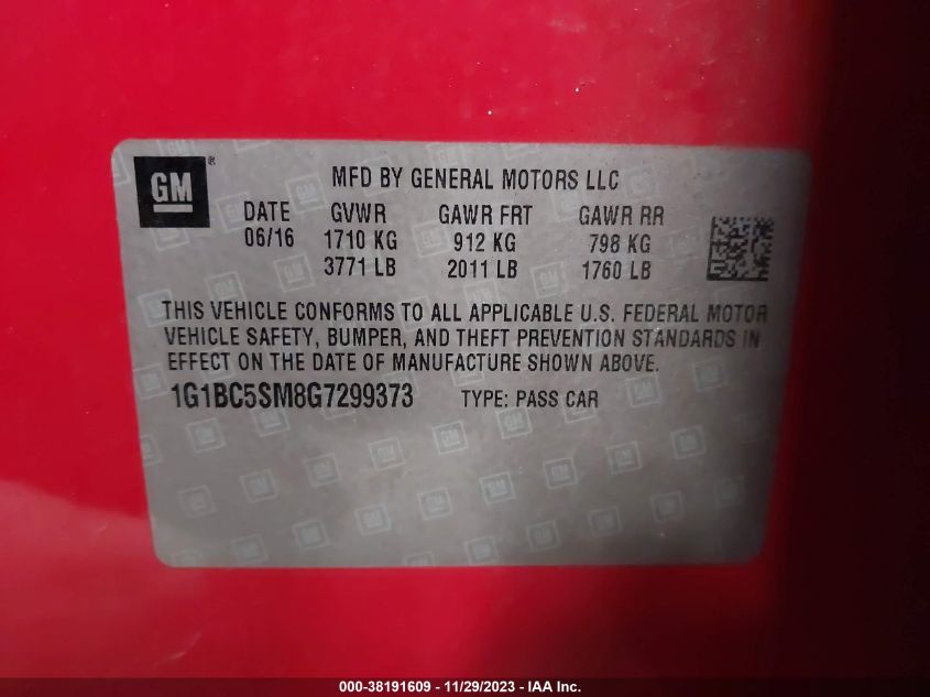 2016 CHEVROLET CRUZE LS - 1G1BC5SM8G7299373