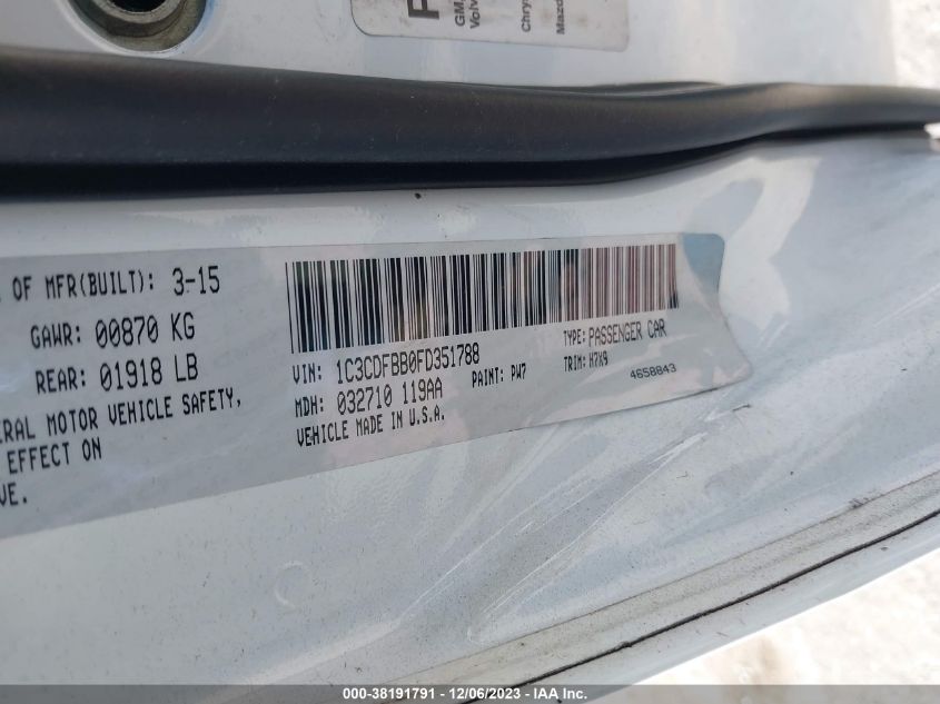 2015 DODGE DART SXT - 1C3CDFBB0FD351788