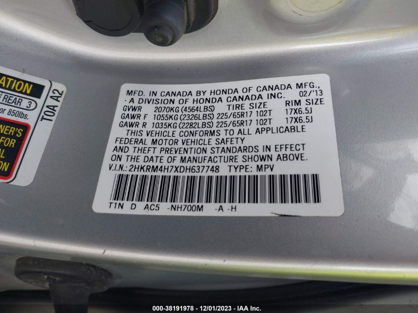 2013 HONDA CR-V EX-L - 2HKRM4H7XDH637748