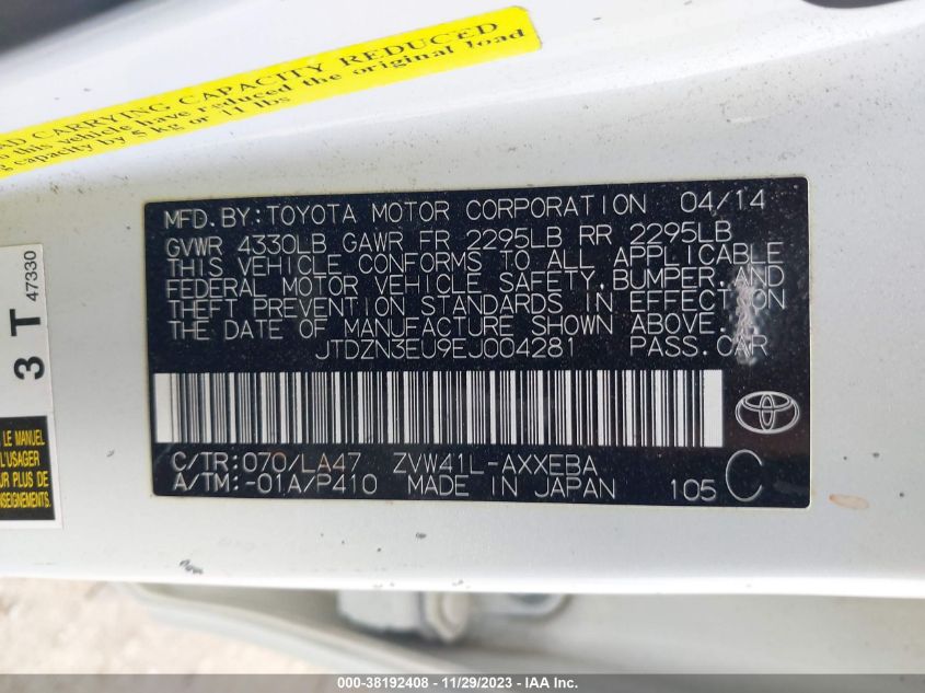 2014 TOYOTA PRIUS V - JTDZN3EU9EJ004281