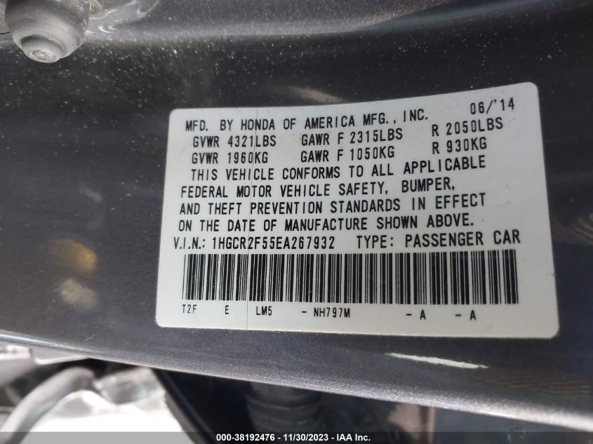 2014 HONDA ACCORD SPORT - 1HGCR2F55EA267932