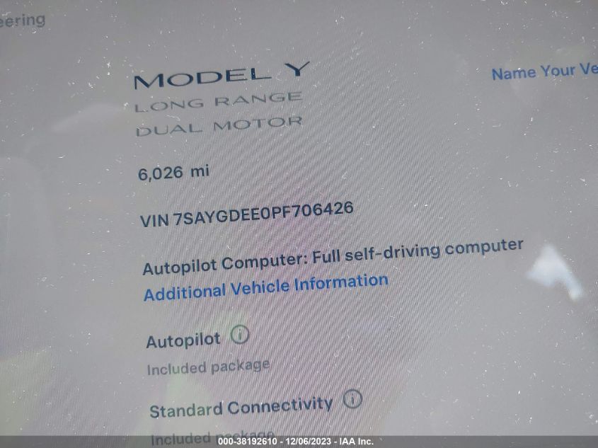 2023 TESLA MODEL Y - 7SAYGDEE0PF706426