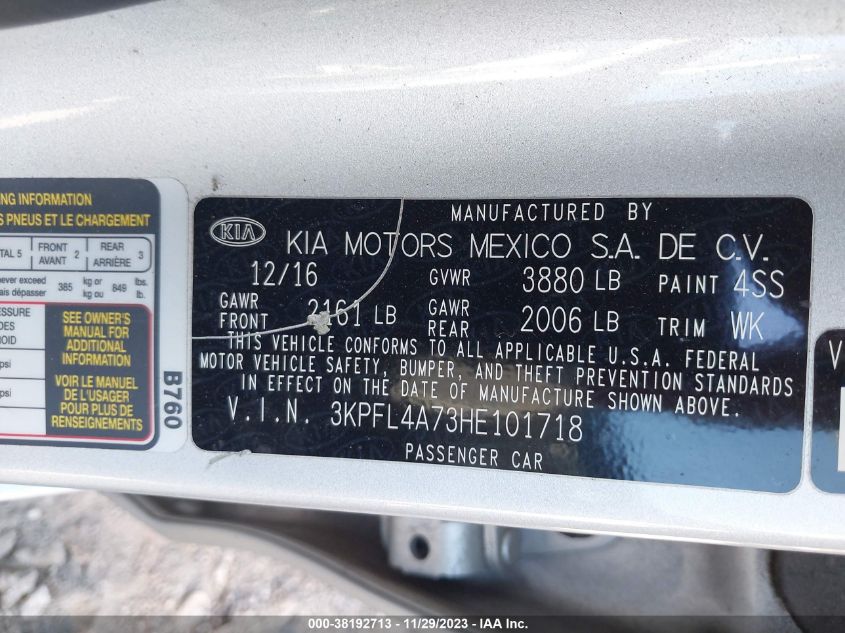 2017 KIA FORTE LX/S - 3KPFL4A73HE101718