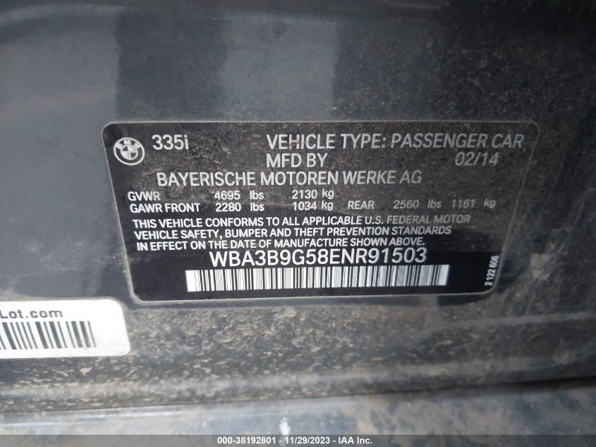 2014 BMW 335I XDRIVE WBA3B9G58ENR91503