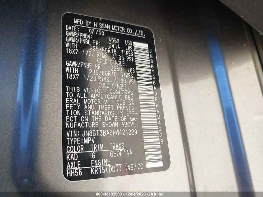 2023 NISSAN ROGUE SV - JN8BT3BA9PW424229