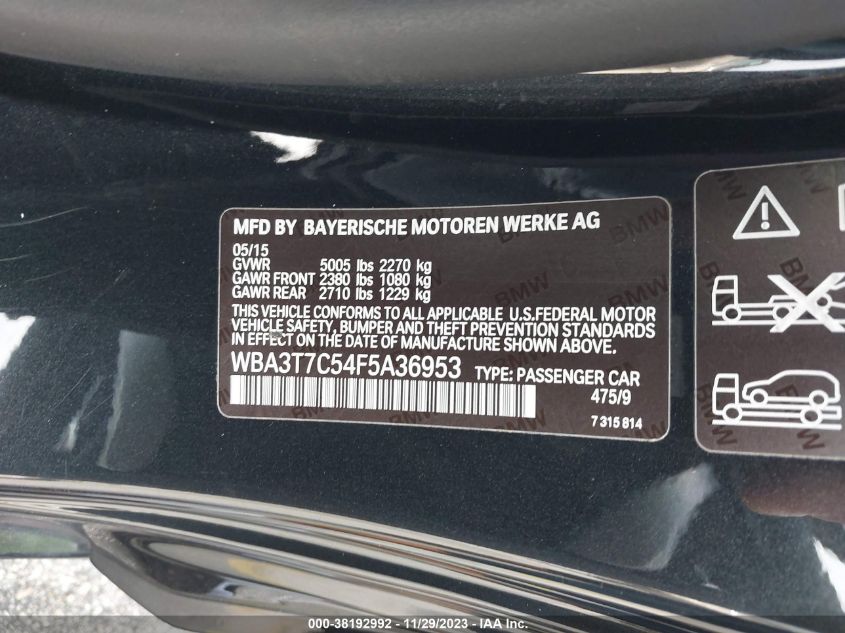 2015 BMW 435I XDRIVE WBA3T7C54F5A36953