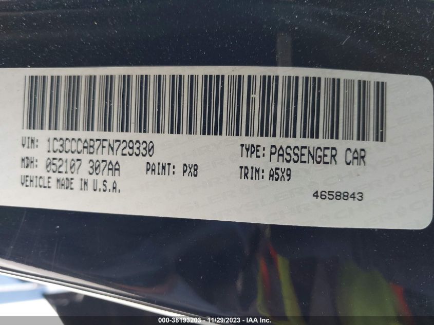 2015 CHRYSLER 200 LIMITED - 1C3CCCAB7FN729330