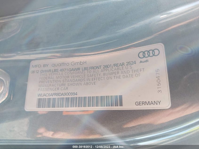 2013 AUDI RS 5 4.2 - WUAC6AFR8DA900994