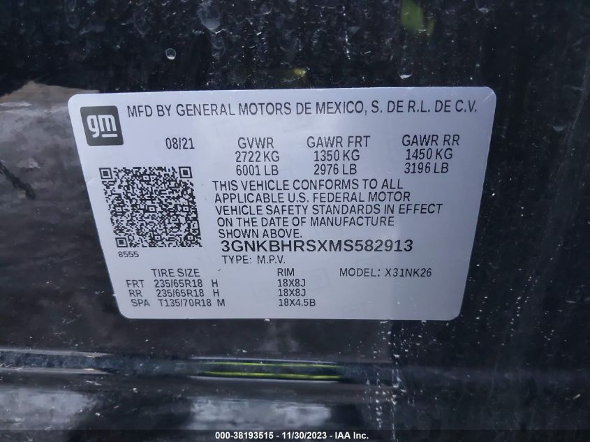 2021 CHEVROLET BLAZER 2LT - 3GNKBHRSXMS582913