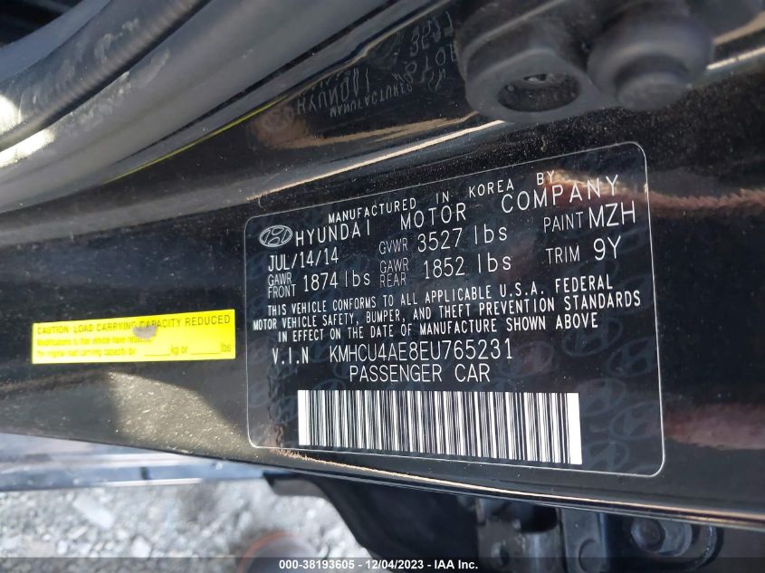 2014 HYUNDAI ACCENT GLS/SE - KMHCU4AE8EU765231