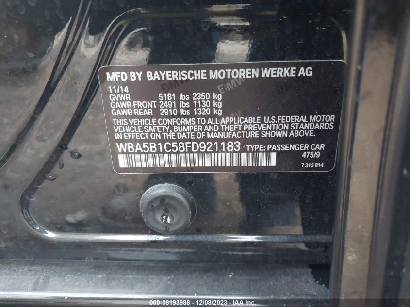 2015 BMW 535I - WBA5B1C58FD921183