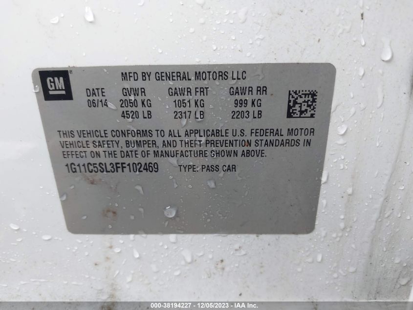 2015 CHEVROLET MALIBU 1LT - 1G11C5SL3FF102469