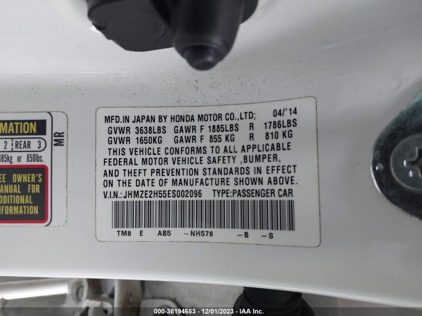 2014 HONDA INSIGHT LX - JHMZE2H55ES002096
