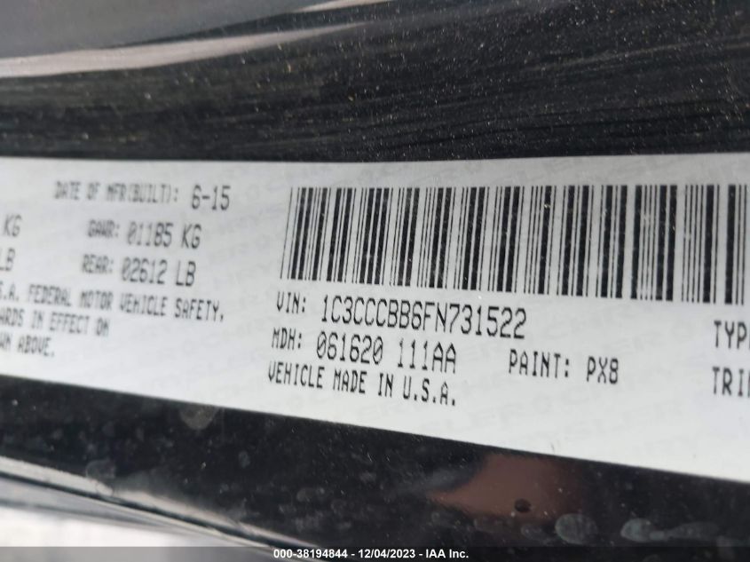 2015 CHRYSLER 200 S - 1C3CCCBB6FN731522