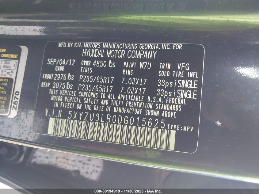 2013 HYUNDAI SANTA FE SPORT - 5XYZU3LB0DG015625