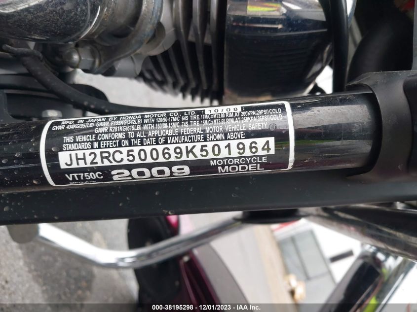 2009 HONDA VT750 C - JH2RC50069K501964