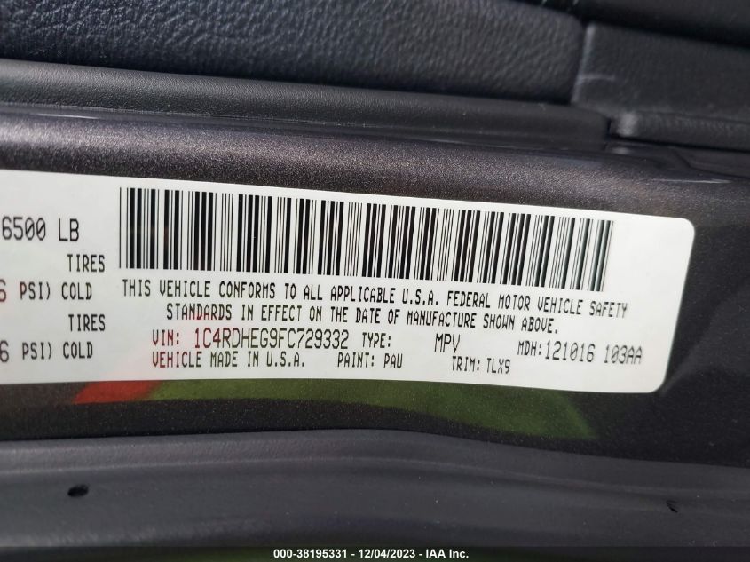 2015 DODGE DURANGO CITADEL - 1C4RDHEG9FC729332