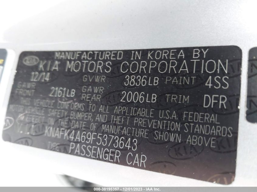 2015 KIA FORTE LX - KNAFK4A69F5373643