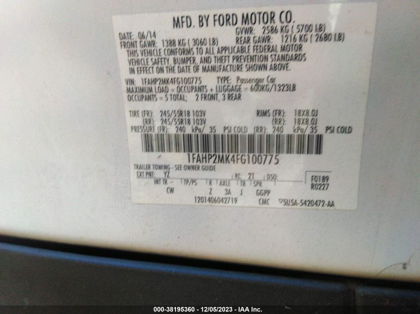 2015 FORD  POLICE INTERCEPTOR 1FAHP2MK4FG100775