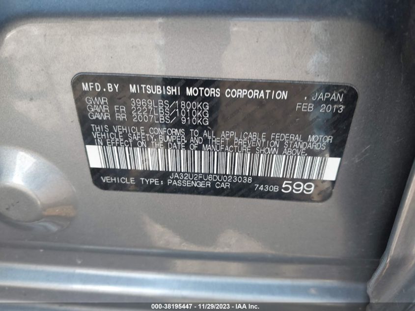 2013 MITSUBISHI LANCER ES/ES SPORT - JA32U2FU6DU023038