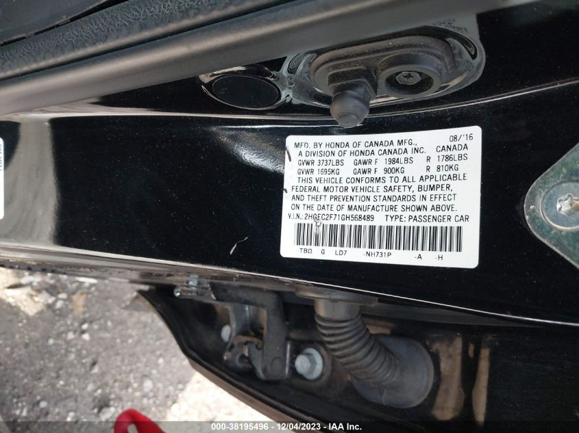 2016 HONDA CIVIC EX - 2HGFC2F71GH568489