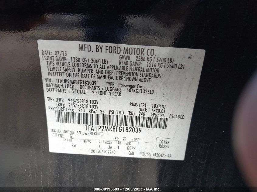 2015 FORD  POLICE INTERCEPTOR 1FAHP2MK8FG182039