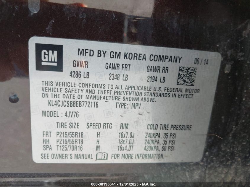 2014 BUICK ENCORE - KL4CJCSB8EB772116