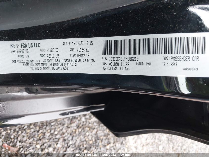 2015 CHRYSLER 200 LIMITED - 1C3CCCAB1FN686216