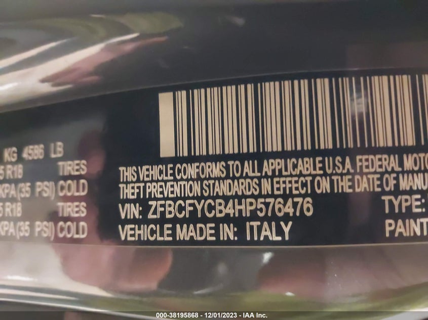 VIN ZFBCFYCB4HP576476 2017 FIAT 500X TREKKING