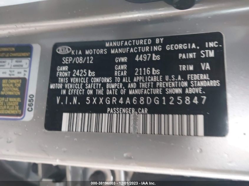 2013 KIA OPTIMA SX - 5XXGR4A68DG125847
