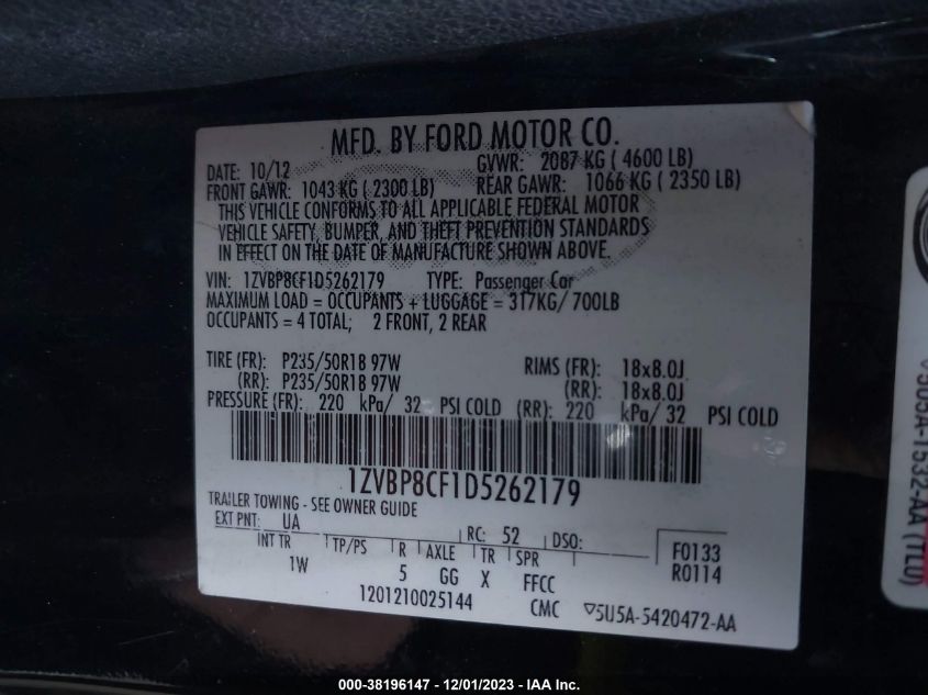 2013 FORD MUSTANG GT - 1ZVBP8CF1D5262179