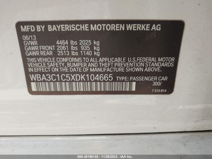 2013 BMW 328I - WBA3C1C5XDK104665