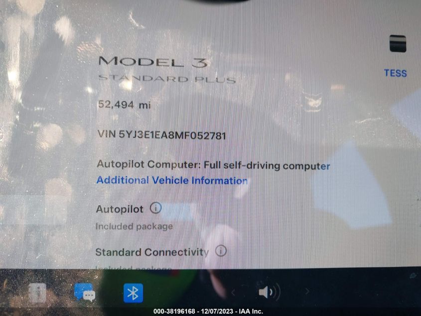 2021 TESLA MODEL 3 STANDARD RANGE PLUS - 5YJ3E1EA8MF052781