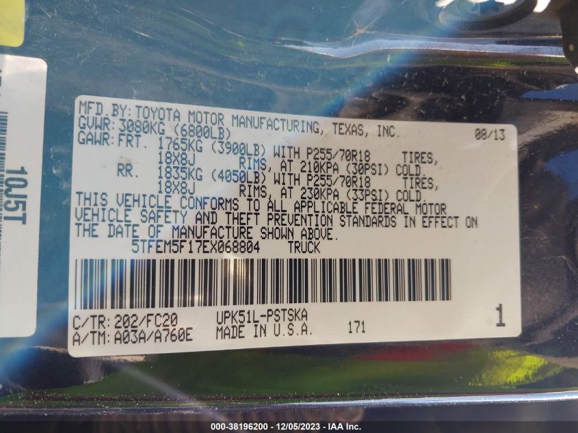 2014 TOYOTA TUNDRA 2WD TRUCK SR5 5TFEM5F17EX068804