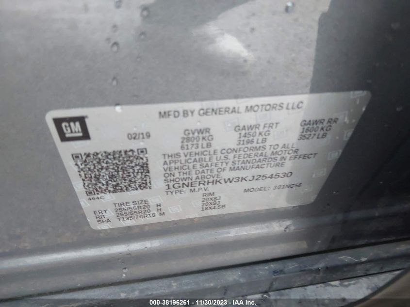 2019 CHEVROLET TRAVERSE LT - 1GNERHKW3KJ254530