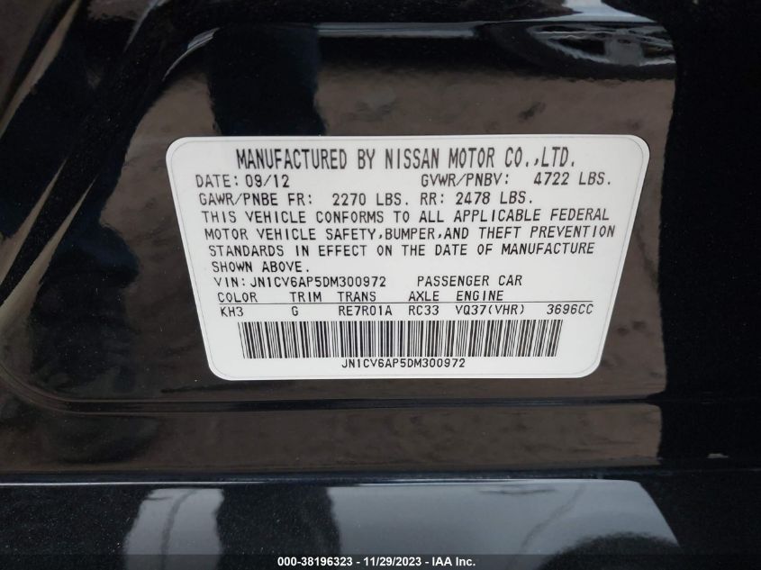 2013 INFINITI G37 JOURNEY - JN1CV6AP5DM300972