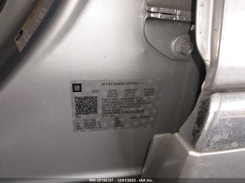 VIN 1GKKNPLS8KZ213975 2019 GMC ACADIA DENALI