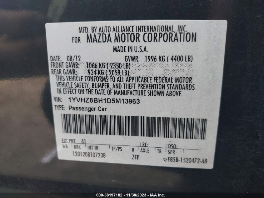 2013 MAZDA MAZDA6 I SPORT - 1YVHZ8BH1D5M13963