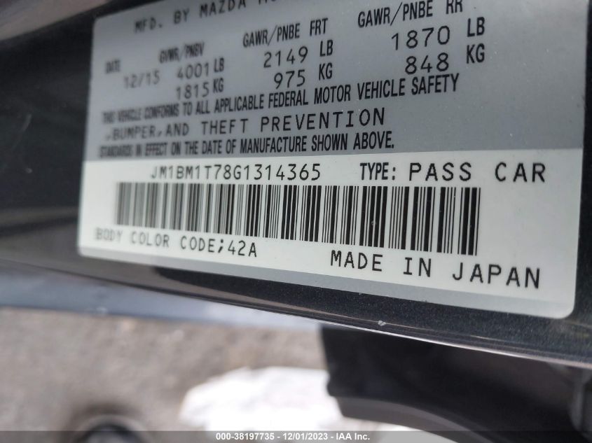 2016 MAZDA MAZDA3 I SPORT - JM1BM1T78G1314365