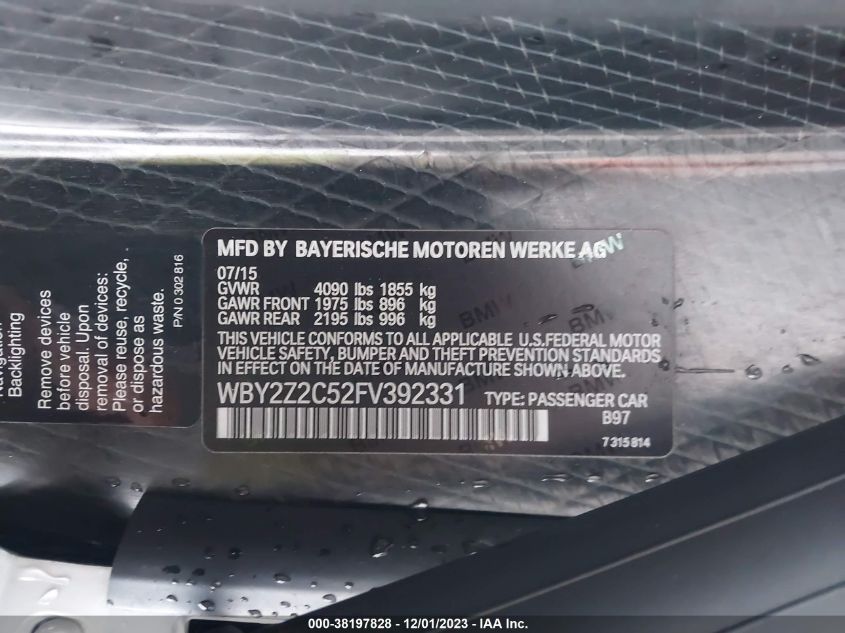 2015 BMW I8 - WBY2Z2C52FV392331