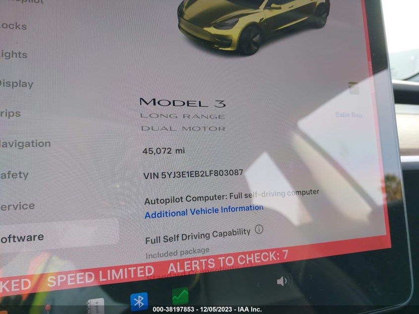 VIN 5YJ3E1EB2LF803087 2020 TESLA MODEL 3