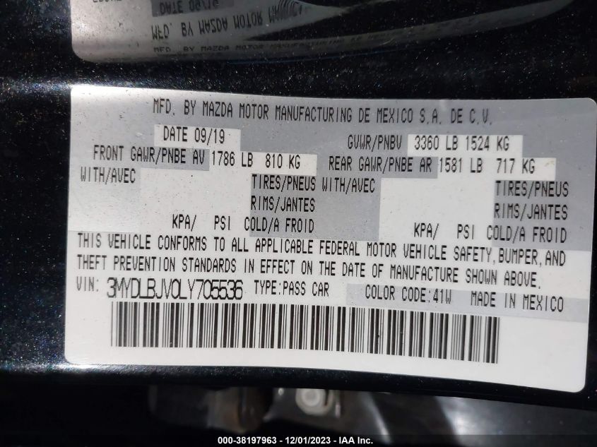 2020 TOYOTA YARIS LE/XLE - 3MYDLBJV0LY705536