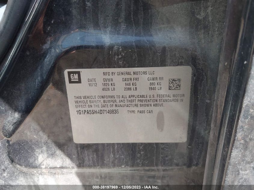 2013 CHEVROLET CRUZE LS AUTO - 1G1PA5SH4D7149836