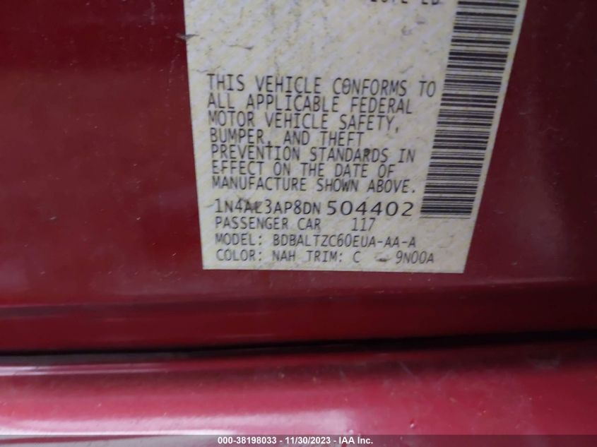 2013 NISSAN ALTIMA 2.5 SV - 1N4AL3AP8DN504402