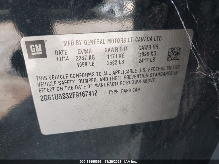 2015 CADILLAC XTS LIVERY PACKAGE - 2G61U5S32F9167412
