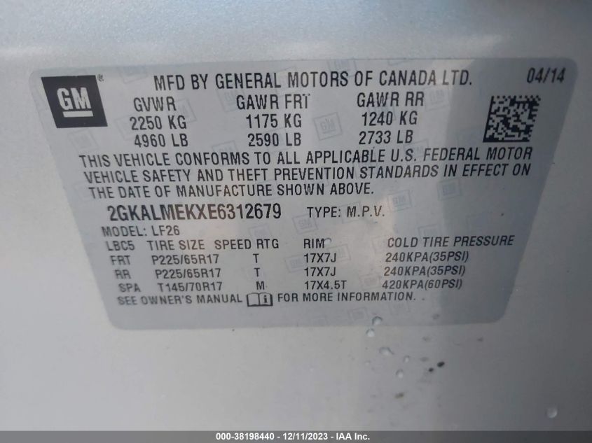 2014 GMC TERRAIN SLE-1 - 2GKALMEKXE6312679