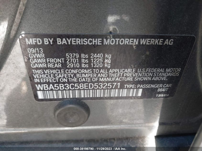 2014 BMW 535I XDRIVE - WBA5B3C58ED532571